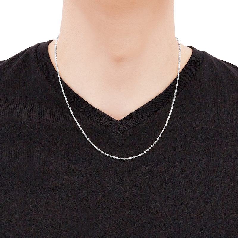 2.4mm Round Rope Chain in Semi-Solid 14K White Gold - 20”