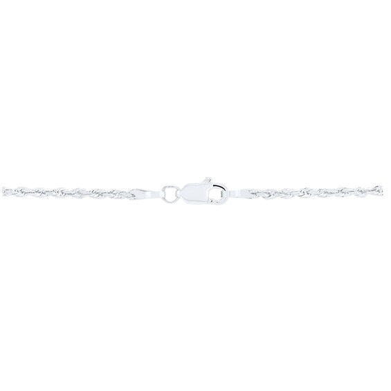 2.4mm Round Rope Chain in Semi-Solid 14K White Gold - 20â