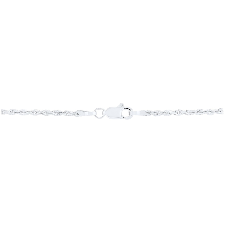 2.4mm Round Rope Chain in Semi-Solid 14K White Gold - 20”