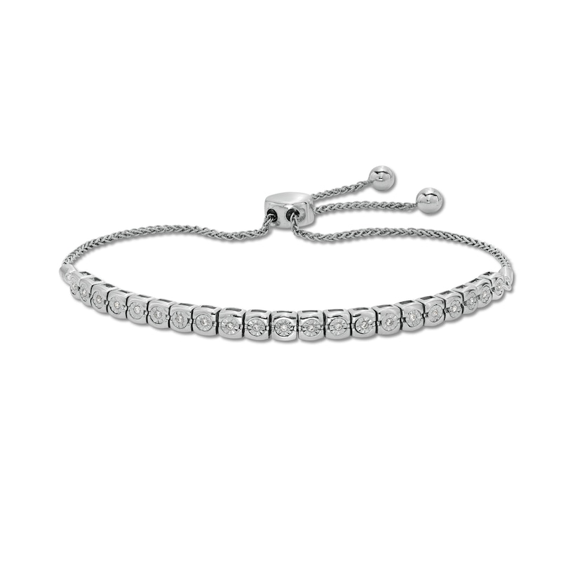 Main Image 1 of 1 CT. T.W. Diamond Line Bolo Bracelet in 10K White Gold - 9"