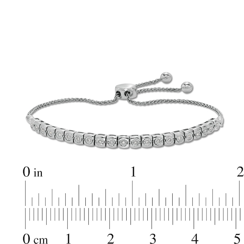 Main Image 3 of 1 CT. T.W. Diamond Line Bolo Bracelet in 10K White Gold - 9"