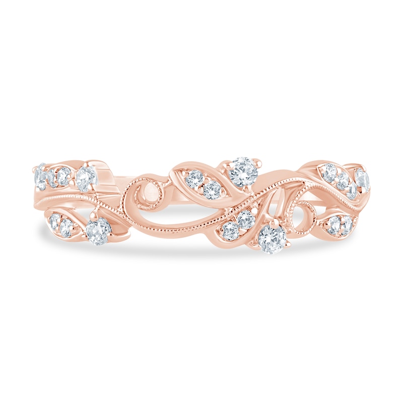 1/5 CT. T.W. Diamond Filigree Vintage-Style Stackable Ring in 10K Rose Gold