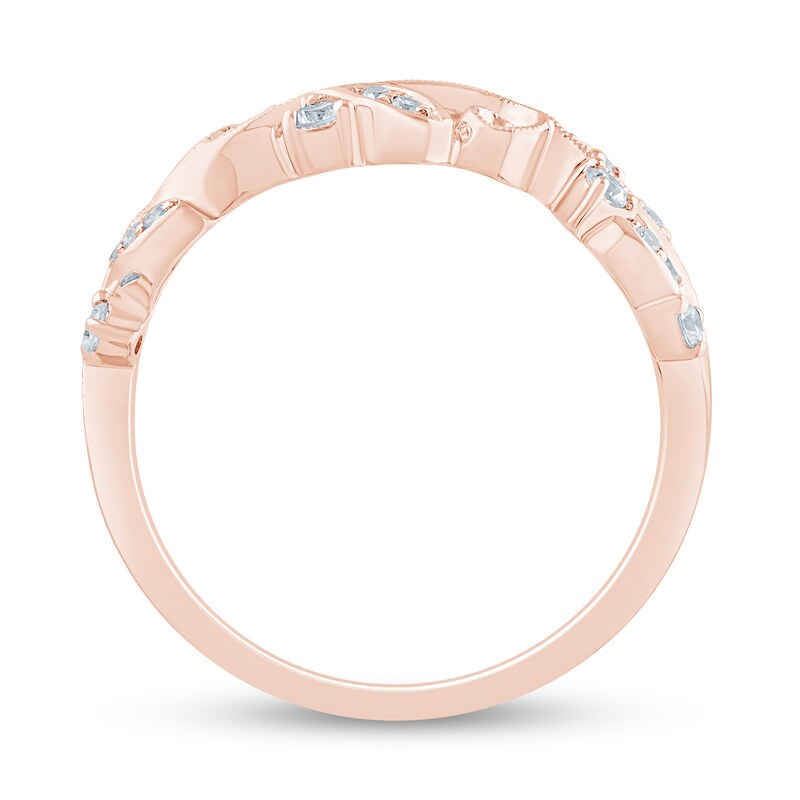 Main Image 4 of 1/5 CT. T.W. Diamond Filigree Vintage-Style Stackable Ring in 10K Rose Gold