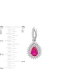 Thumbnail Image 5 of Pear-Shaped Lab-Created Ruby and White Lab-Created Sapphire Sunburst Pendant, Ring and Earrings Set in Sterling Silver