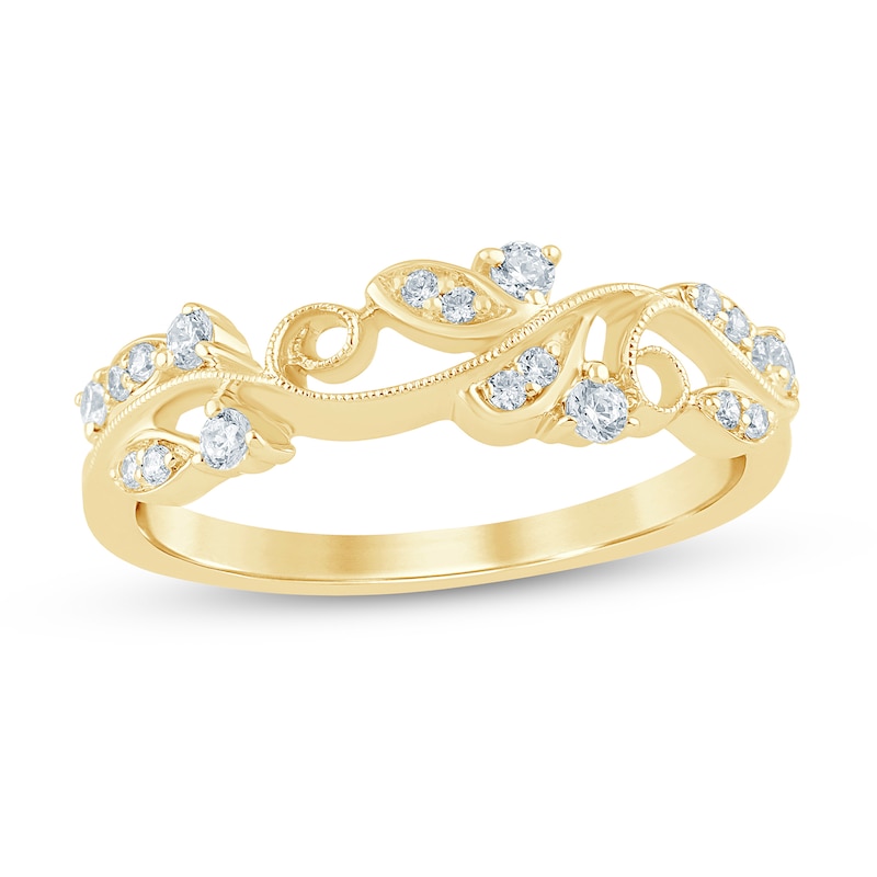 Main Image 1 of 1/5 CT. T.W. Diamond Filigree Vintage-Style Stackable Ring in 10K Gold