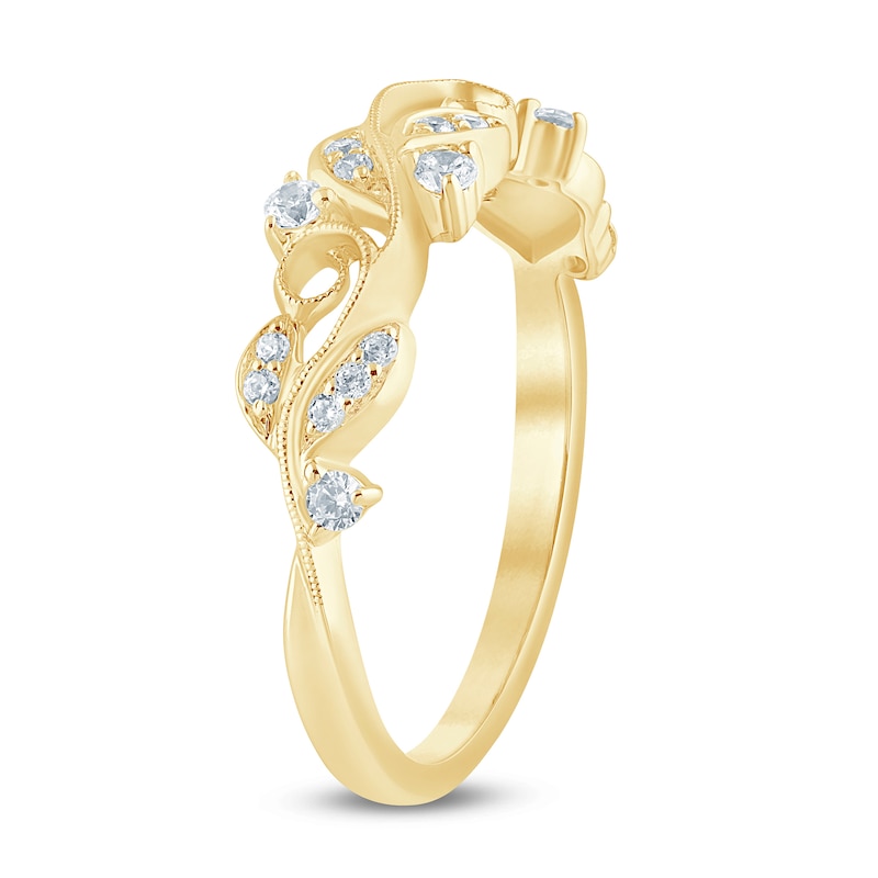 Main Image 2 of 1/5 CT. T.W. Diamond Filigree Vintage-Style Stackable Ring in 10K Gold