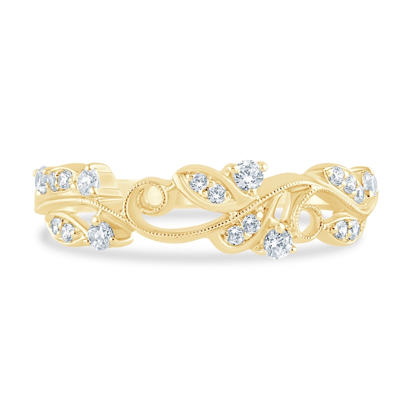 Main Image 3 of 1/5 CT. T.W. Diamond Filigree Vintage-Style Stackable Ring in 10K Gold