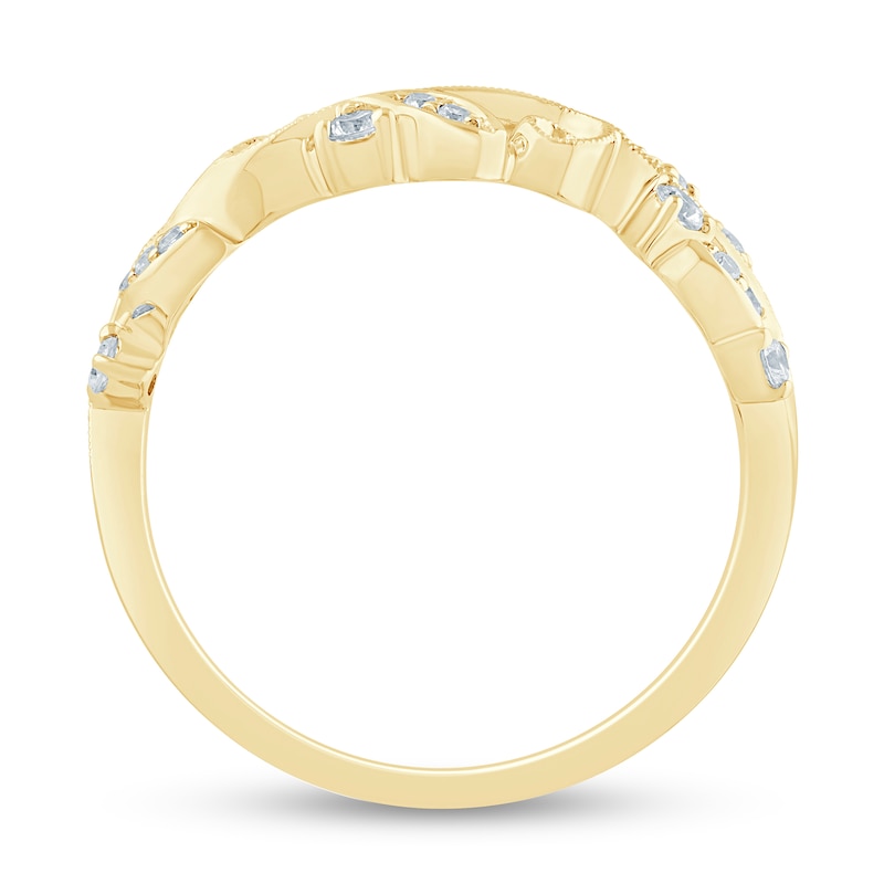 Main Image 4 of 1/5 CT. T.W. Diamond Filigree Vintage-Style Stackable Ring in 10K Gold