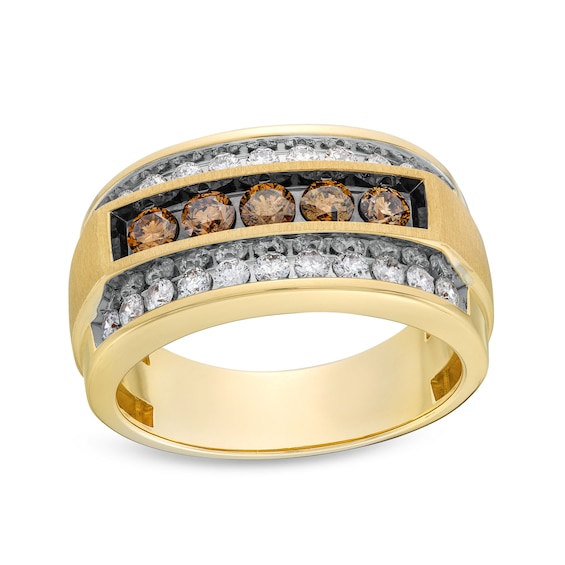 1-1/4 CT. T.w. Champagne and White Diamond Raised Five Stone Ring in 10K Gold