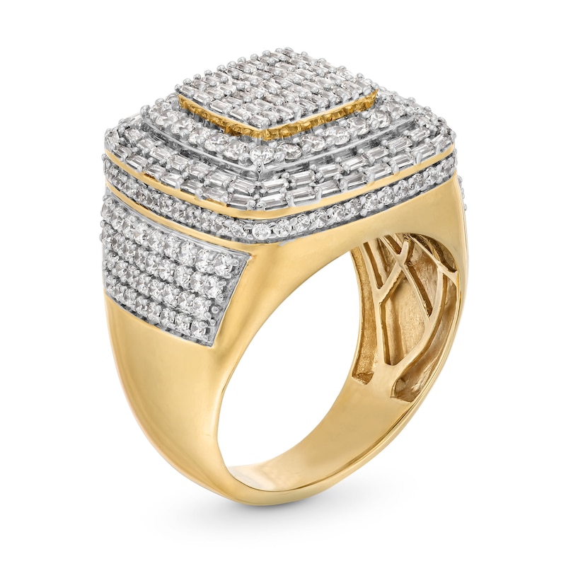 Main Image 3 of 2-1/4 CT. T.W. Cushion-Shaped Multi-Diamond Layered Frame Ring in 10K Gold