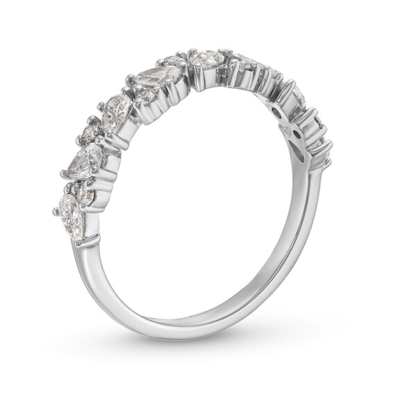 3/4 CT. T.w. Pear-Shaped and Round Diamond Alternating Anniversary Band in 14K White Gold