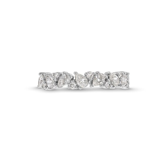 3/4 CT. T.w. Pear-Shaped and Round Diamond Alternating Anniversary Band in 14K White Gold