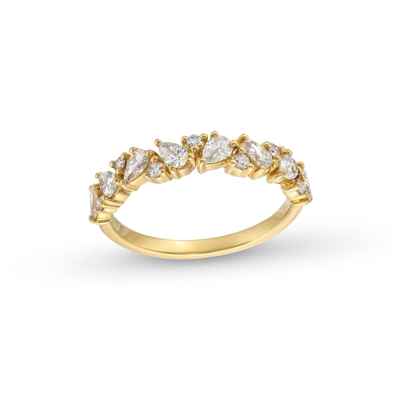 3/4 CT. T.w. Pear-Shaped and Round Diamond Alternating Anniversary Band in 14K Gold