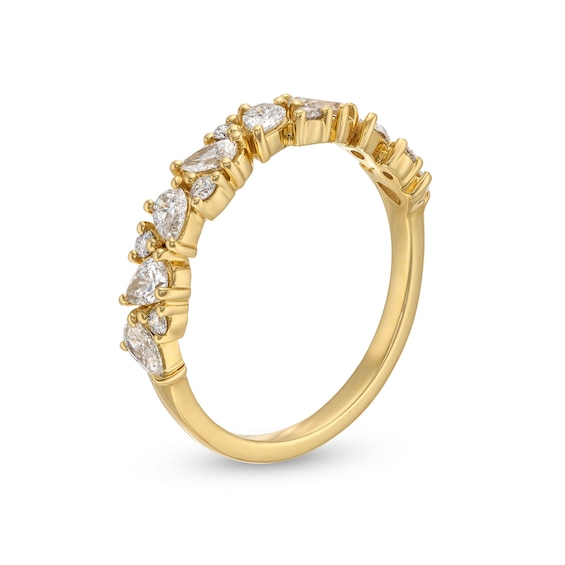 3/4 CT. T.w. Pear-Shaped and Round Diamond Alternating Anniversary Band in 14K Gold