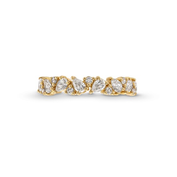 3/4 CT. T.w. Pear-Shaped and Round Diamond Alternating Anniversary Band in 14K Gold