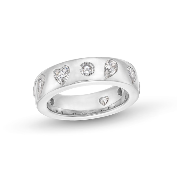 2-1/5 CT. T.w. Multi-Shaped Certified Lab-Grown Diamond Alternating Station Anniversary Band in 14K White Gold (F/Vs2)