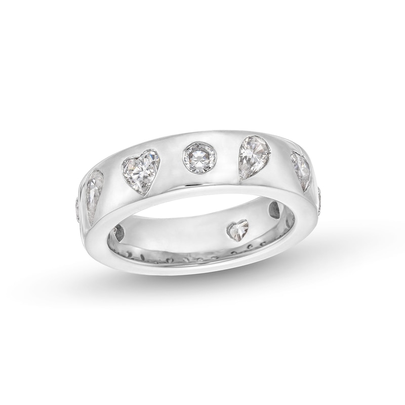 Main Image 1 of 2-1/5 CT. T.W. Multi-Shaped Certified Lab-Grown Diamond Alternating Station Anniversary Band in 14K White Gold (F/VS2)