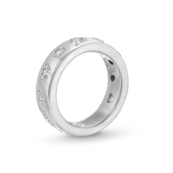 2-1/5 CT. T.w. Multi-Shaped Certified Lab-Grown Diamond Alternating Station Anniversary Band in 14K White Gold (F/Vs2)