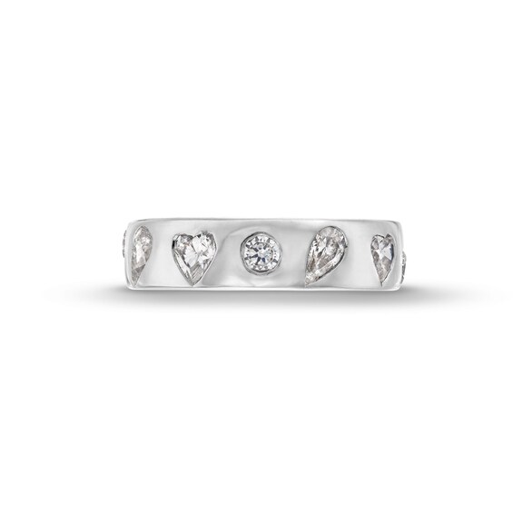 2-1/5 CT. T.w. Multi-Shaped Certified Lab-Grown Diamond Alternating Station Anniversary Band in 14K White Gold (F/Vs2)
