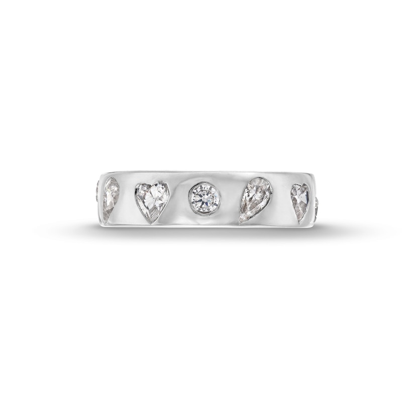 Main Image 3 of 2-1/5 CT. T.W. Multi-Shaped Certified Lab-Grown Diamond Alternating Station Anniversary Band in 14K White Gold (F/VS2)