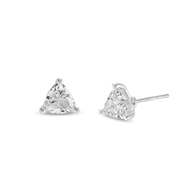 Main Image 1 of 1 CT. T.W. Trillion-Cut Certified Lab-Grown Diamond Solitaire Stud Earrings in 14K White Gold (F/SI2)