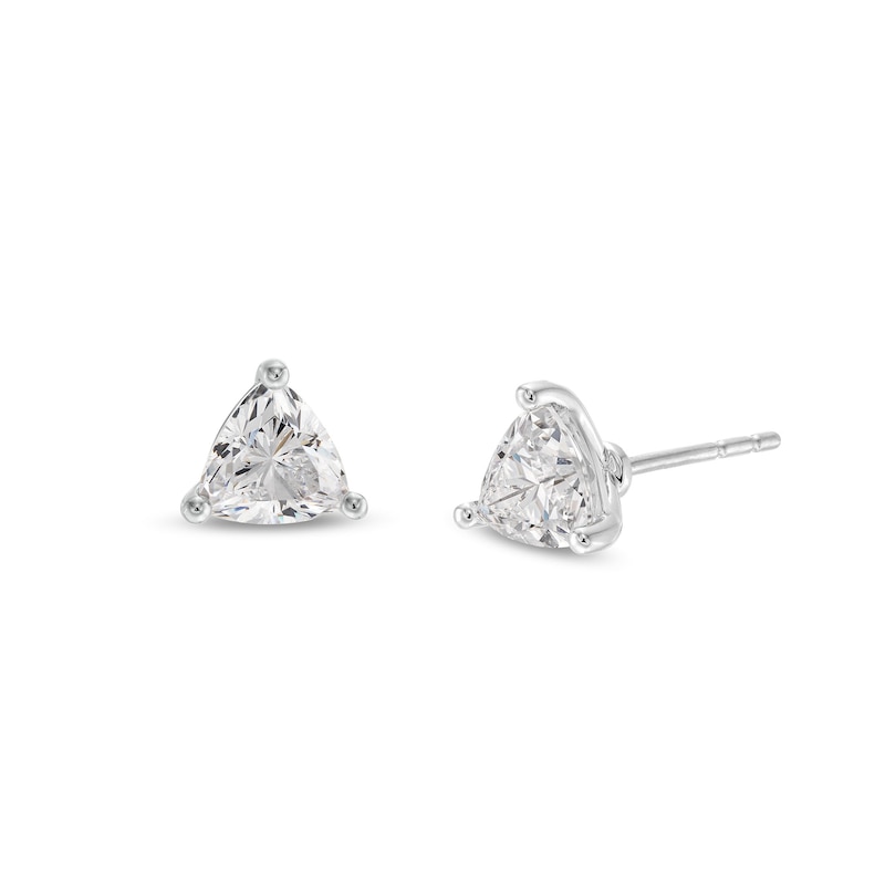 1 CT. T.W. Trillion-Cut Certified Lab-Created Diamond Solitaire Stud Earrings in 14K White Gold (F/SI2)