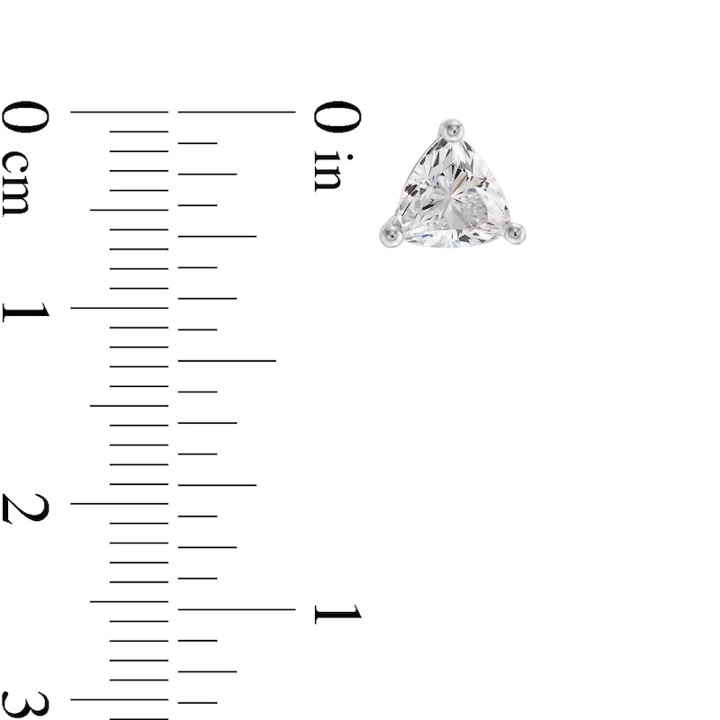 Main Image 3 of 1 CT. T.W. Trillion-Cut Certified Lab-Grown Diamond Solitaire Stud Earrings in 14K White Gold (F/SI2)