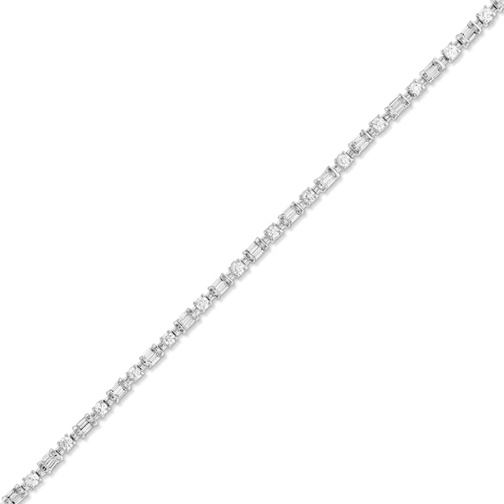 1 CT. T.w. Baguette and Round Diamond Alternating Line Bracelet in 10K White Gold