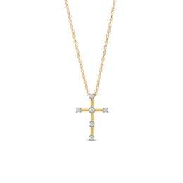1/3 CT. T.W. Diamond Station Cross Pendant in 10K Gold