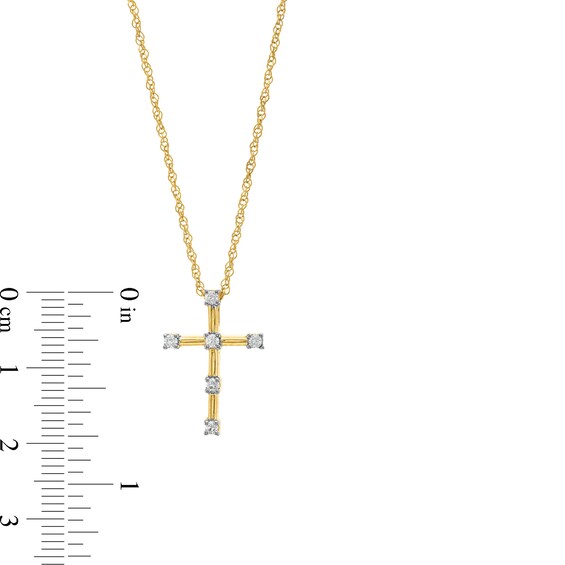 1/3 CT. T.w. Diamond Station Cross Pendant in 10K Gold