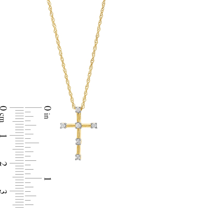 Main Image 3 of 1/3 CT. T.W. Diamond Station Cross Pendant in 10K Gold