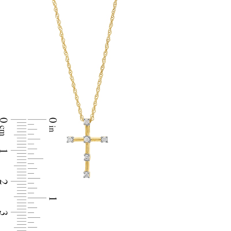 1/3 CT. T.W. Diamond Station Cross Pendant in 10K Gold