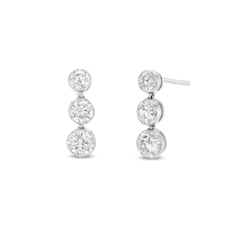 1 CT. T.W. Certified Lab-Grown Diamond Graduated Three Stone Drop Earrings in 14K White Gold (F/SI2)