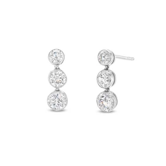 1 CT. T.w. Certified Lab-Grown Diamond Graduated Three Stone Drop Earrings in 14K Gold (F/Si2
