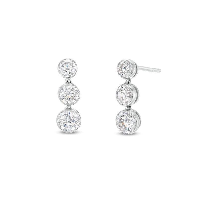 Main Image 1 of 1 CT. T.W. Certified Lab-Grown Diamond Graduated Three Stone Drop Earrings in 14K White Gold (F/SI2)
