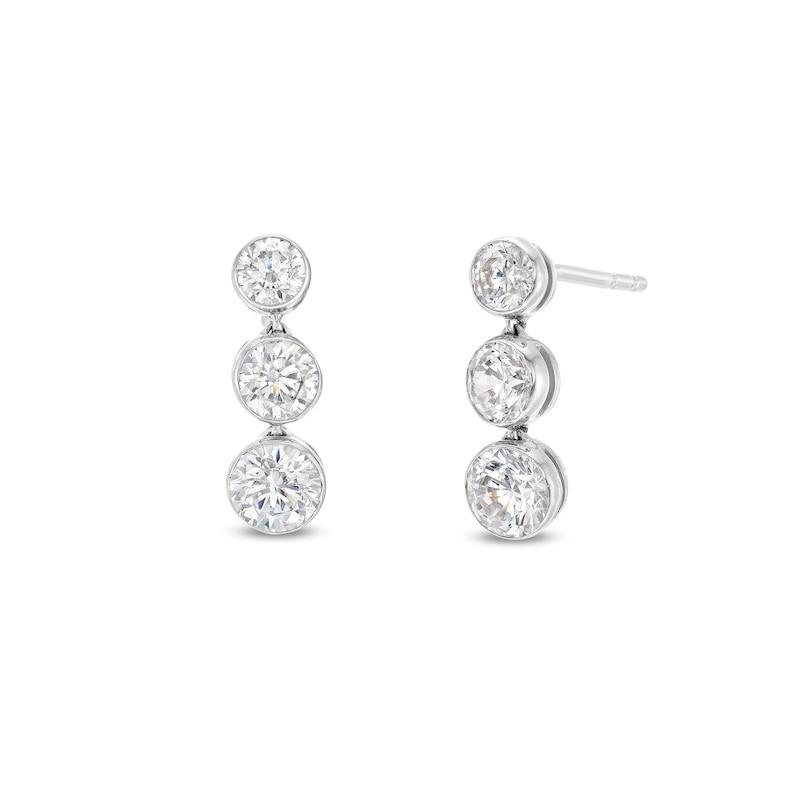 1 CT. T.W. Certified Lab-Created Diamond Graduated Three Stone Drop Earrings in 14K White Gold (F/SI2)