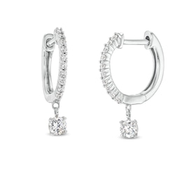 1/2 CT. T.W. Certified Lab-Grown Diamond Dangle Hoop Earrings in 14K White Gold (F/SI2)