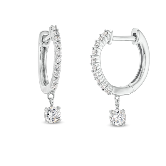 1/2 CT. T.w. Certified Lab-Grown Diamond Dangle Hoop Earrings in 14K White Gold (F/Si2)