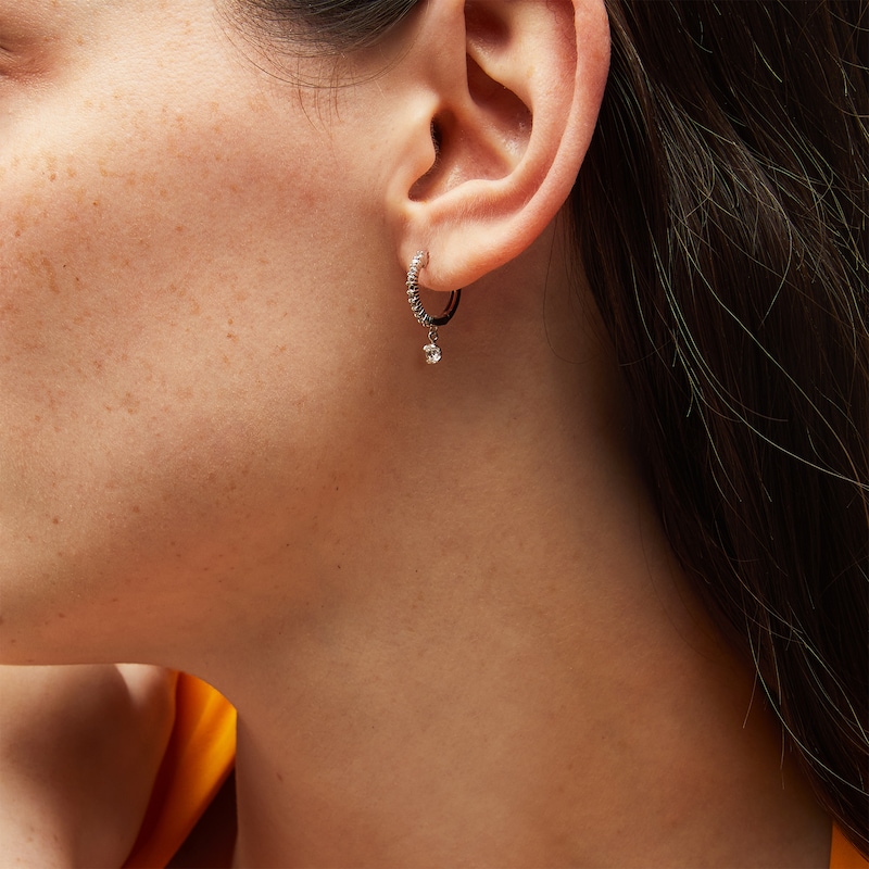 Main Image 2 of 1/2 CT. T.W. Certified Lab-Grown Diamond Dangle Hoop Earrings in 14K White Gold (F/SI2)