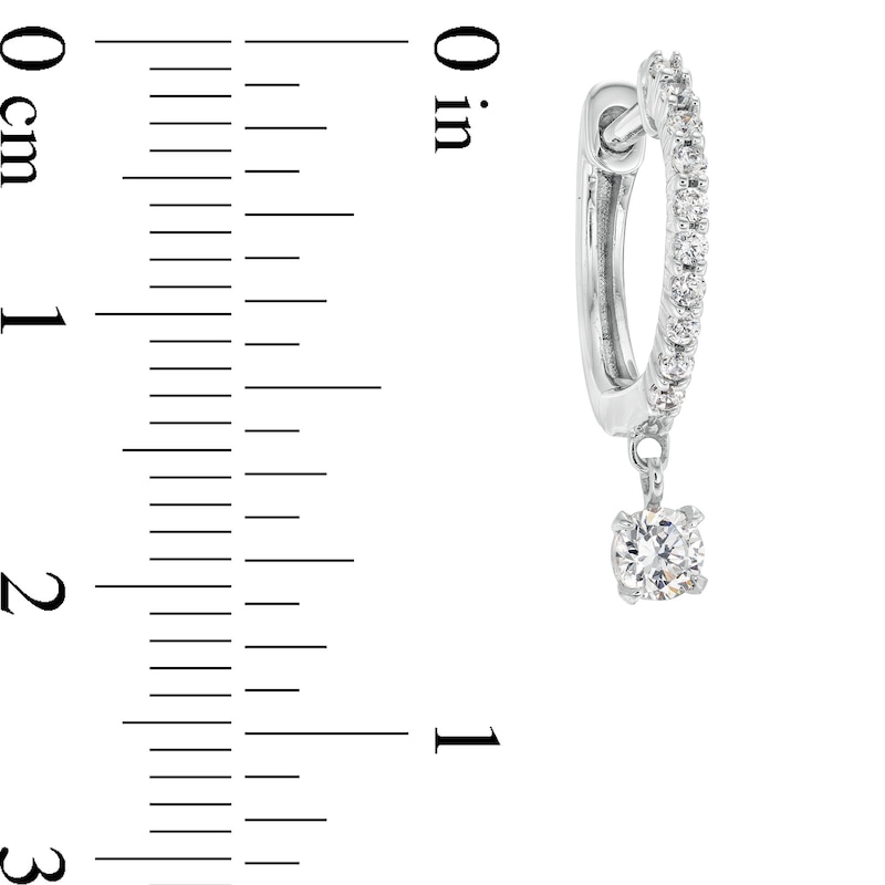 Main Image 3 of 1/2 CT. T.W. Certified Lab-Grown Diamond Dangle Hoop Earrings in 14K White Gold (F/SI2)