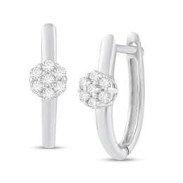 1/10 CT. T.W. Multi-Diamond Hoop Earrings in 10K White Gold