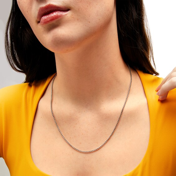 2.0mm Rounded Box Chain Necklace in Solid Sterling Silver - 20”