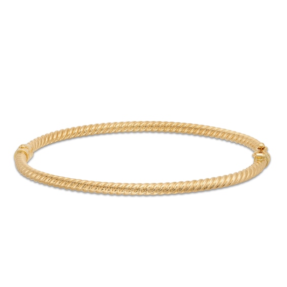 Textured Twist Bangle Bracelet in Hollow 14K Gold