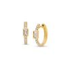 Thumbnail Image 1 of 1/3 CT. T.W. Baguette and Round Certified Lab-Grown Diamond Huggie Hoop Earrings in 14K Gold (F/SI2)