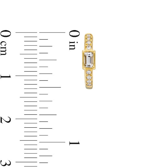 1/3 CT. T.w. Baguette and Round Certified Lab-Grown Diamond Huggie Hoop Earrings in 14K Gold (F/Si2)