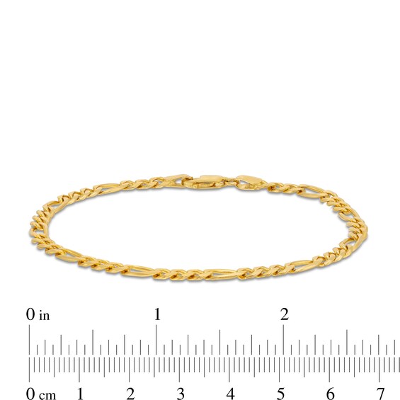 3.7mm Solid Figaro Chain Bracelet in 14K Gold - 7.5â