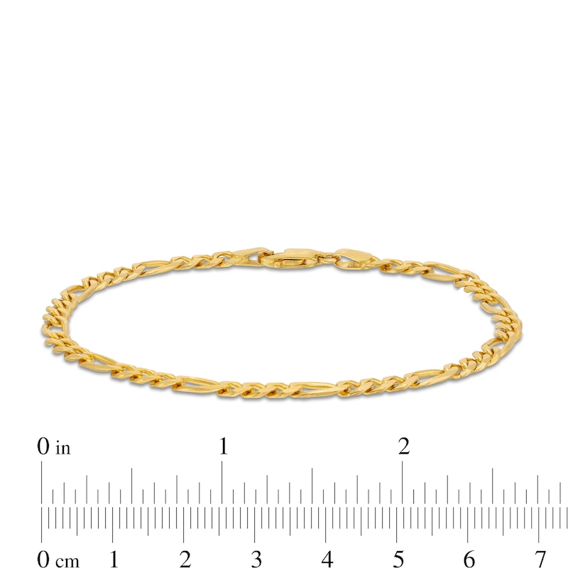 Main Image 3 of 3.7mm Solid Figaro Chain Bracelet in 14K Gold - 7.5”