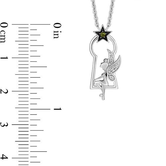 Enchanted Disney Tinker Bell Green Tourmaline and Diamond Lock Pendant and Key Bolo Bracelet Set in Sterling Silver