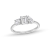 Thumbnail Image 1 of 1-3/8 CT. T.W. Pear-Shaped, Emerald-Cut and Round Diamond Three Stone Engagement Ring in 14K White Gold