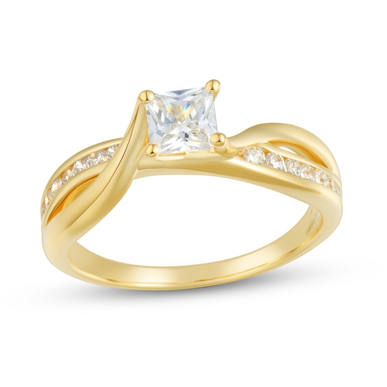 3/4 CT. T.w. Princess-Cut Diamond Twist Shank Engagement Ring in 14K Gold